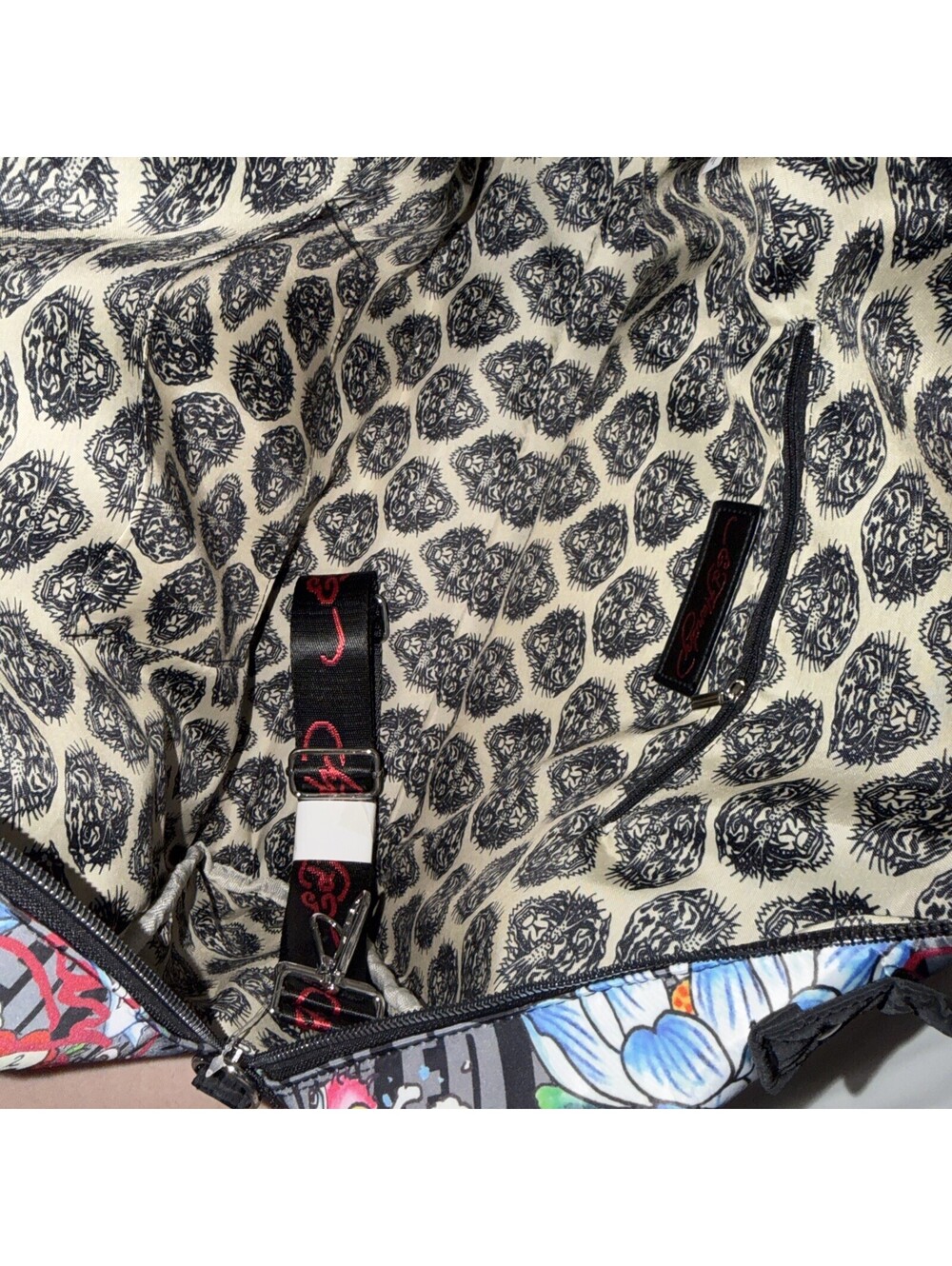 Ed Hardy Love Kills Slowly Tattoo Print Black Shoulder Bag Y2K New Purse Womens - Picture 5 of 8